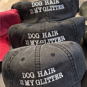 Playful Black Cap with Dog Hair Quote